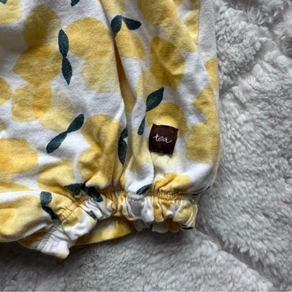 Tea Collection | White & Yellow Italy Piccoli Limoni Romper | Size 3/6 Months